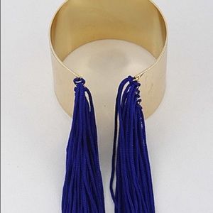 Gold & Royal Blue Fringe Cuff