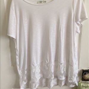 White tee shirt knit and lace