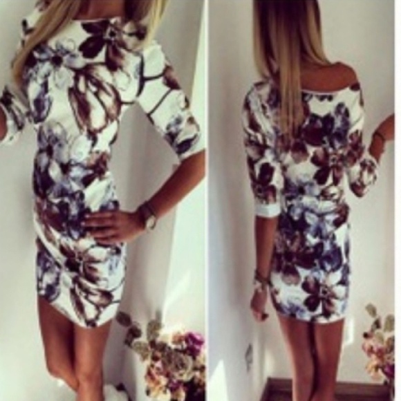 White floral print mini dress - Picture 2 of 3