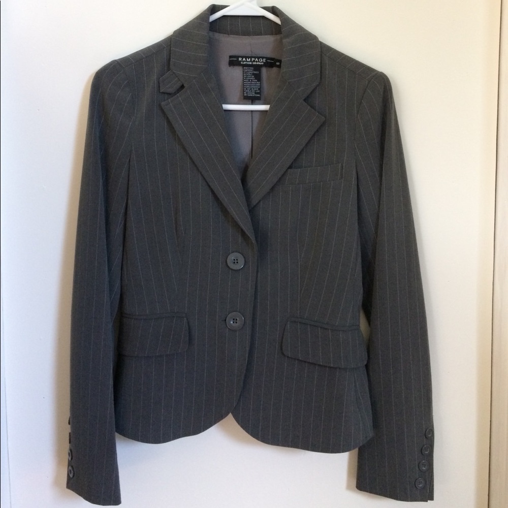 Dark Grey Pinstriped Suit Set