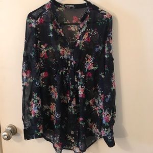 Floral, sheer button up