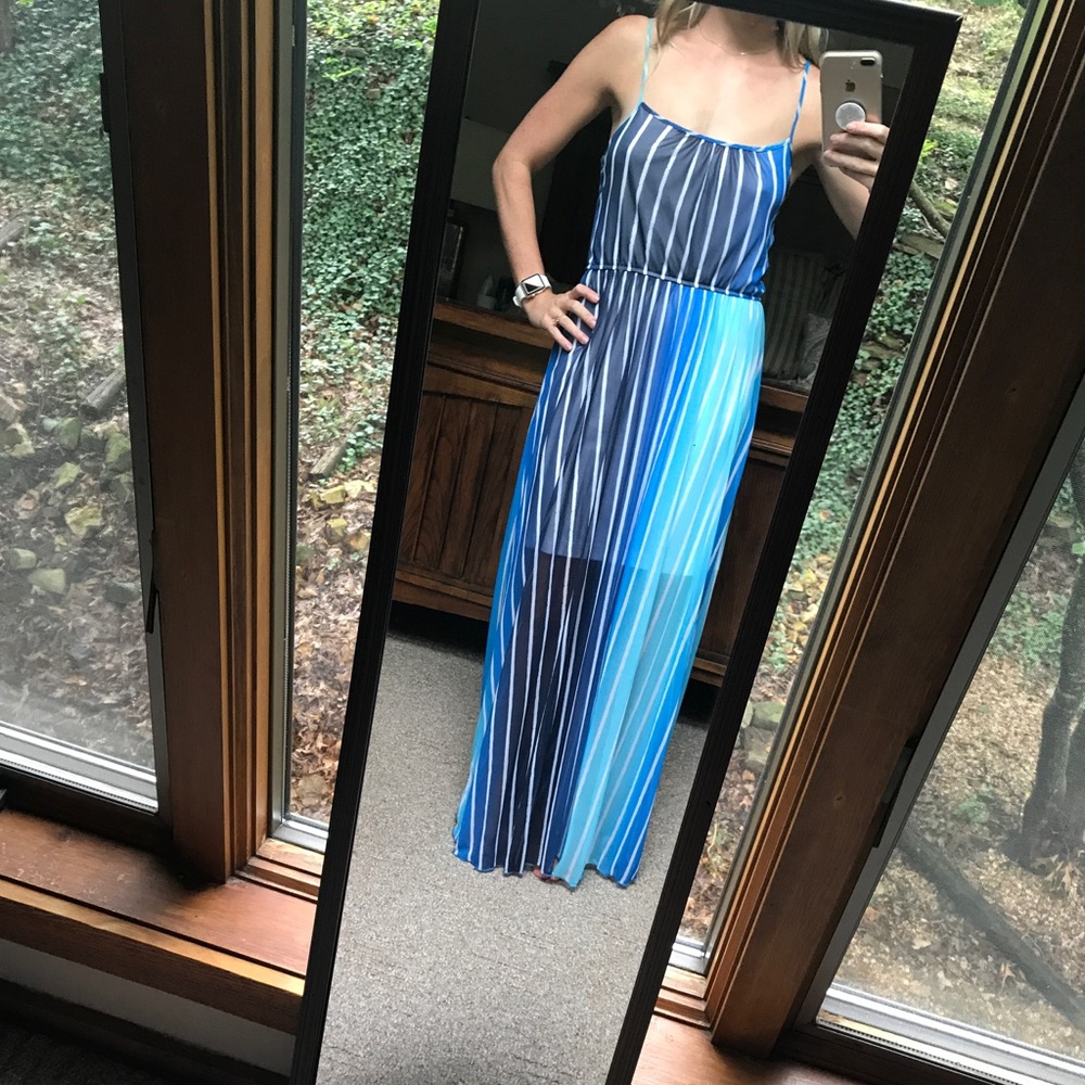 Striped blue maxi dress.