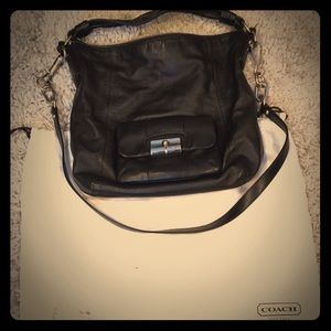 Coach black leather cross body/shoulder bag