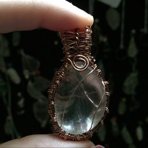 Natural tumbled Quartz Crystal Pendant