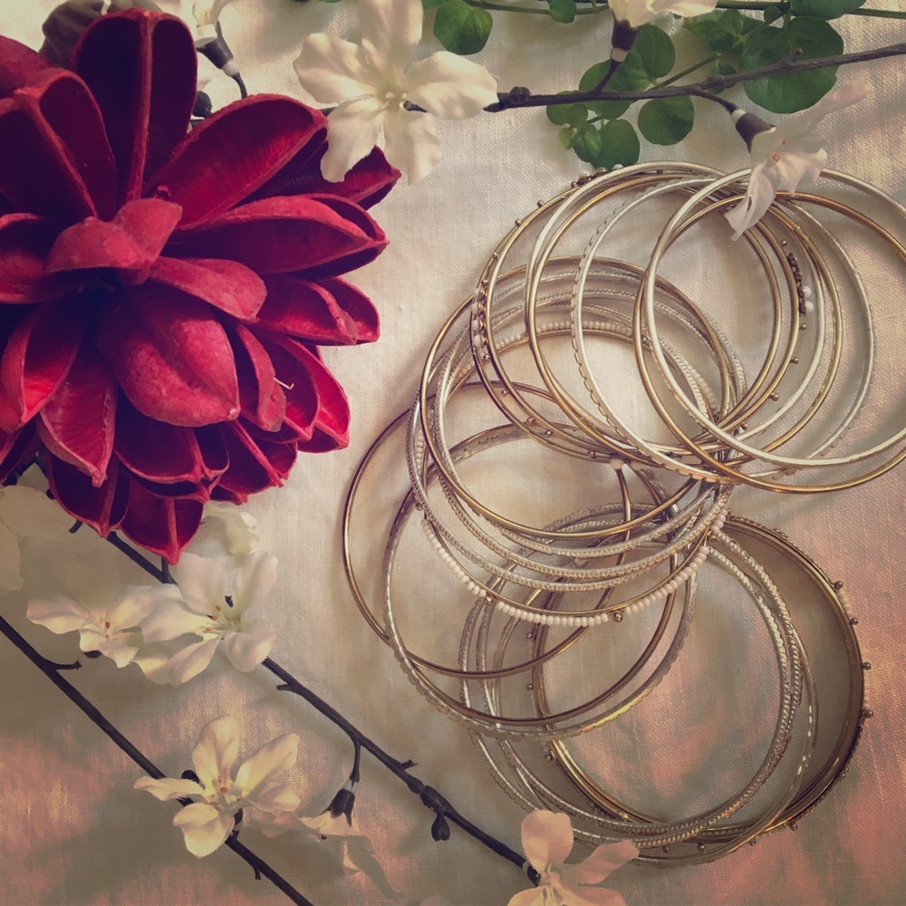 Gold and White Beautiful Bangles