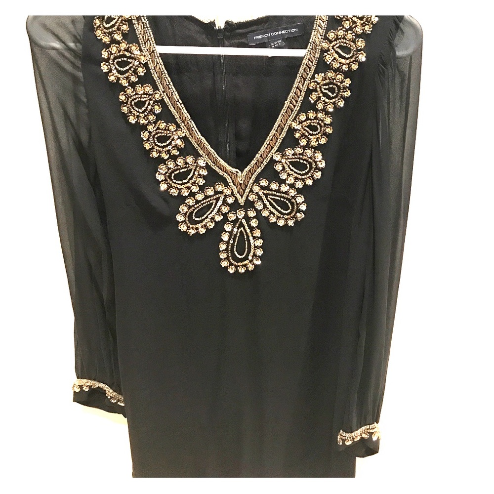 French Connection Beaded Long Sleeve Dress