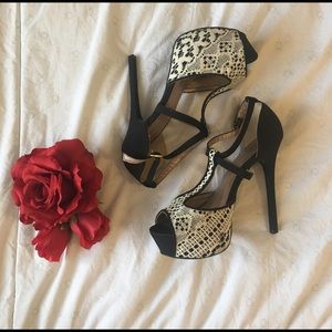 Black and white heels