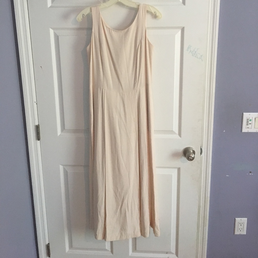 Cream long dress with button back