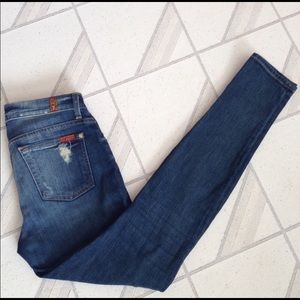 7 For All Mankind - distressed skinny jeans