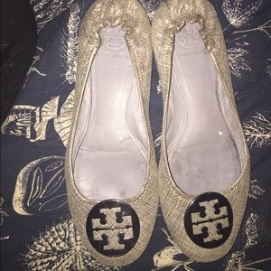 Silver Tory burch flats