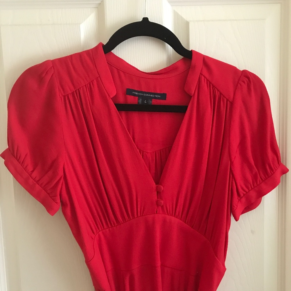 Red fit and flare French Connection dress