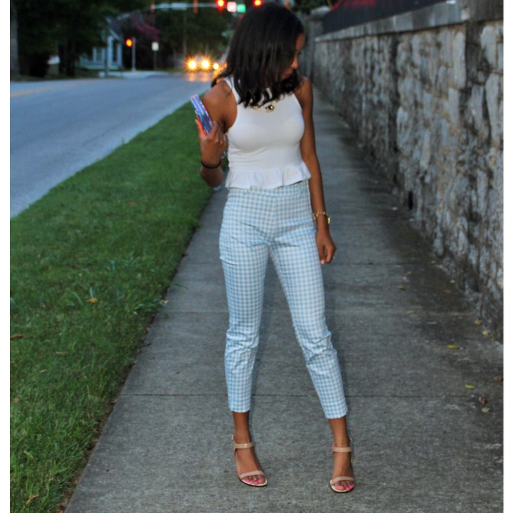 Gingham ankle pants