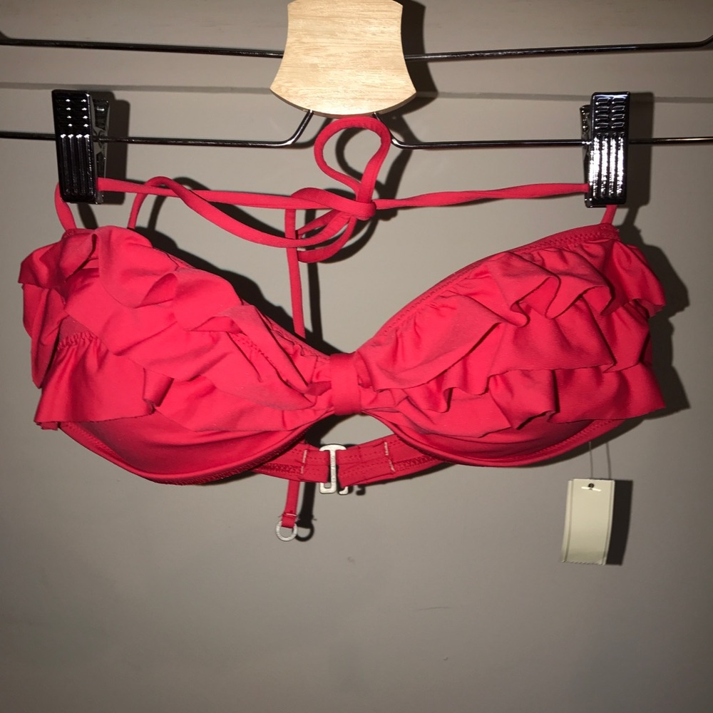 Coral Ruffle bikini top