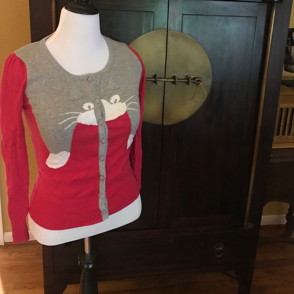 Hot pink cat cardigan