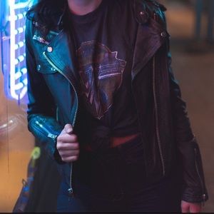 Leather biker jacket