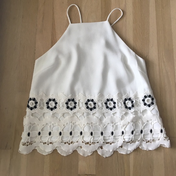 Tops - White Embroidered Tank- NWOT