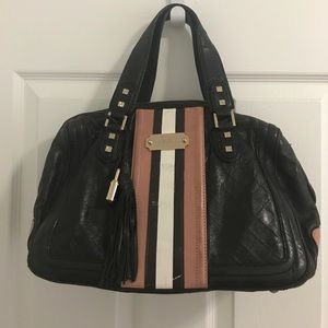 Striped Genuine Leather L.A.M.B satchel handbag