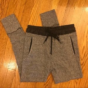 Zara french terry joggers w/faux leather details