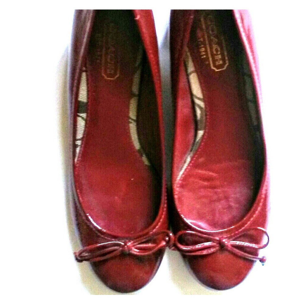Coach Pumps Red Patent Coach Shoes 8.5 Low Heel