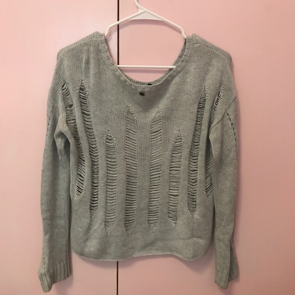 Grey Distressed GUESS Sweater - Picture 2 of 3