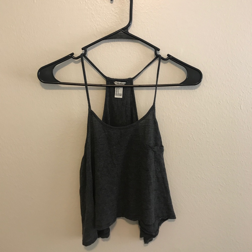 Grey crop top with pocket
