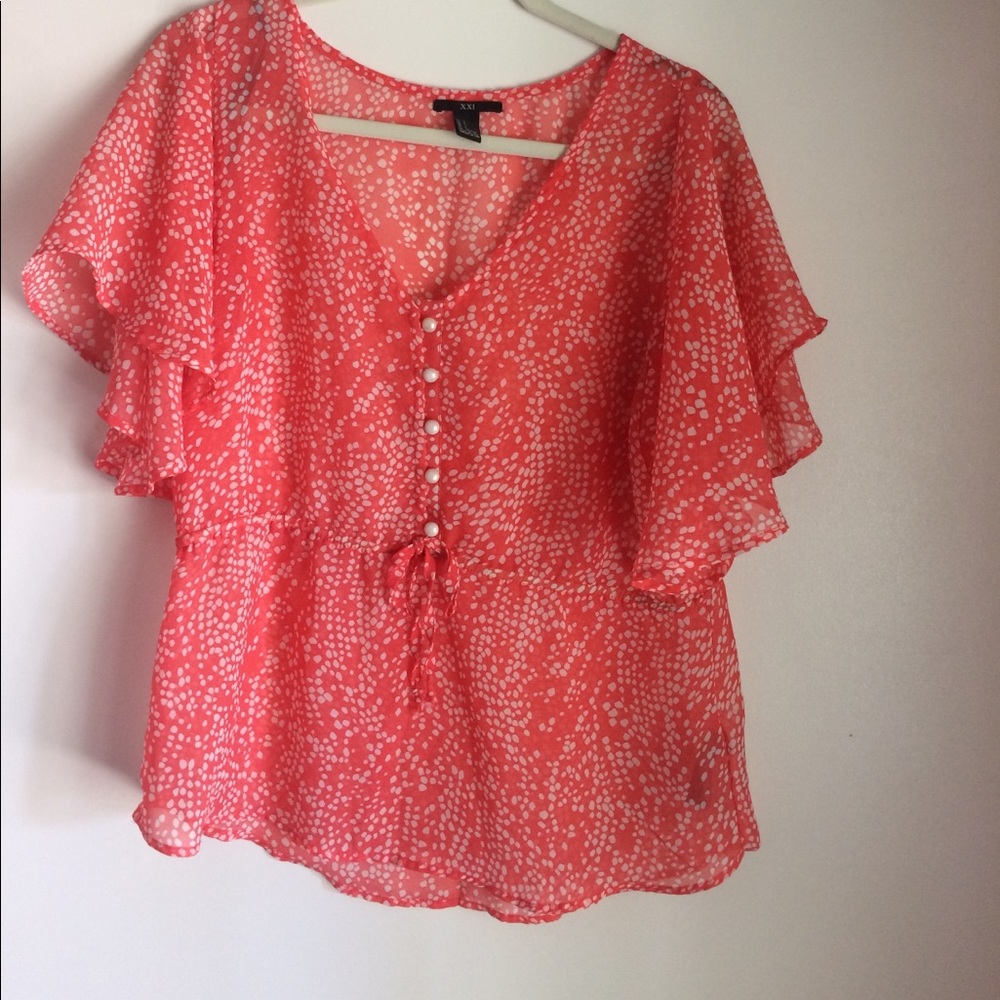 Flowy coral blouse :: Forever 21