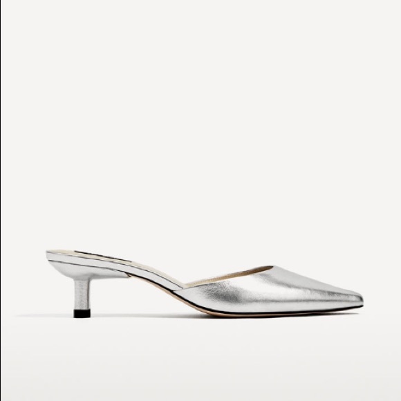 Zara Silver-Toned Leather High Heel - Picture 2 of 3