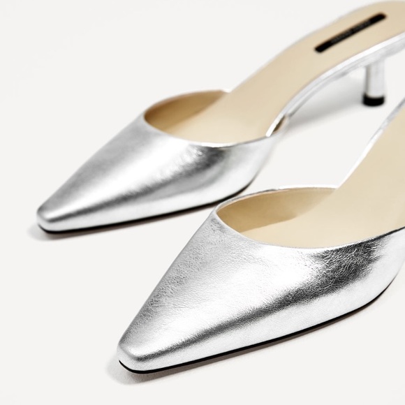 Zara Silver-Toned Leather High Heel - Picture 3 of 3