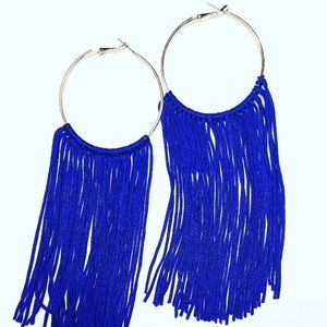 Royal Blue Fringe Hoops