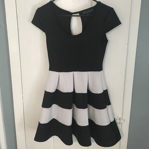 Black and white striped dress