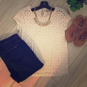 LOFT Peek A Boo Tee, Sz S