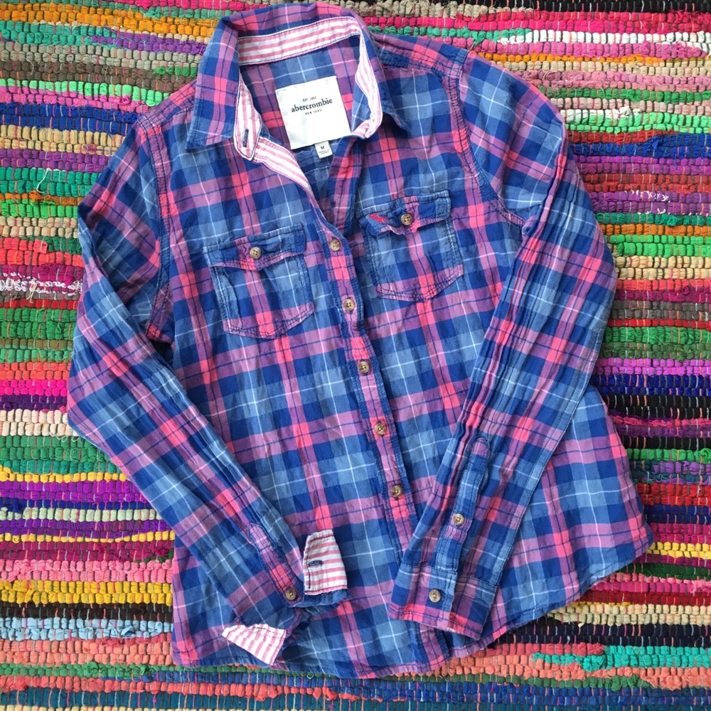 💗EUC abercrombie kids plaid shirt💗