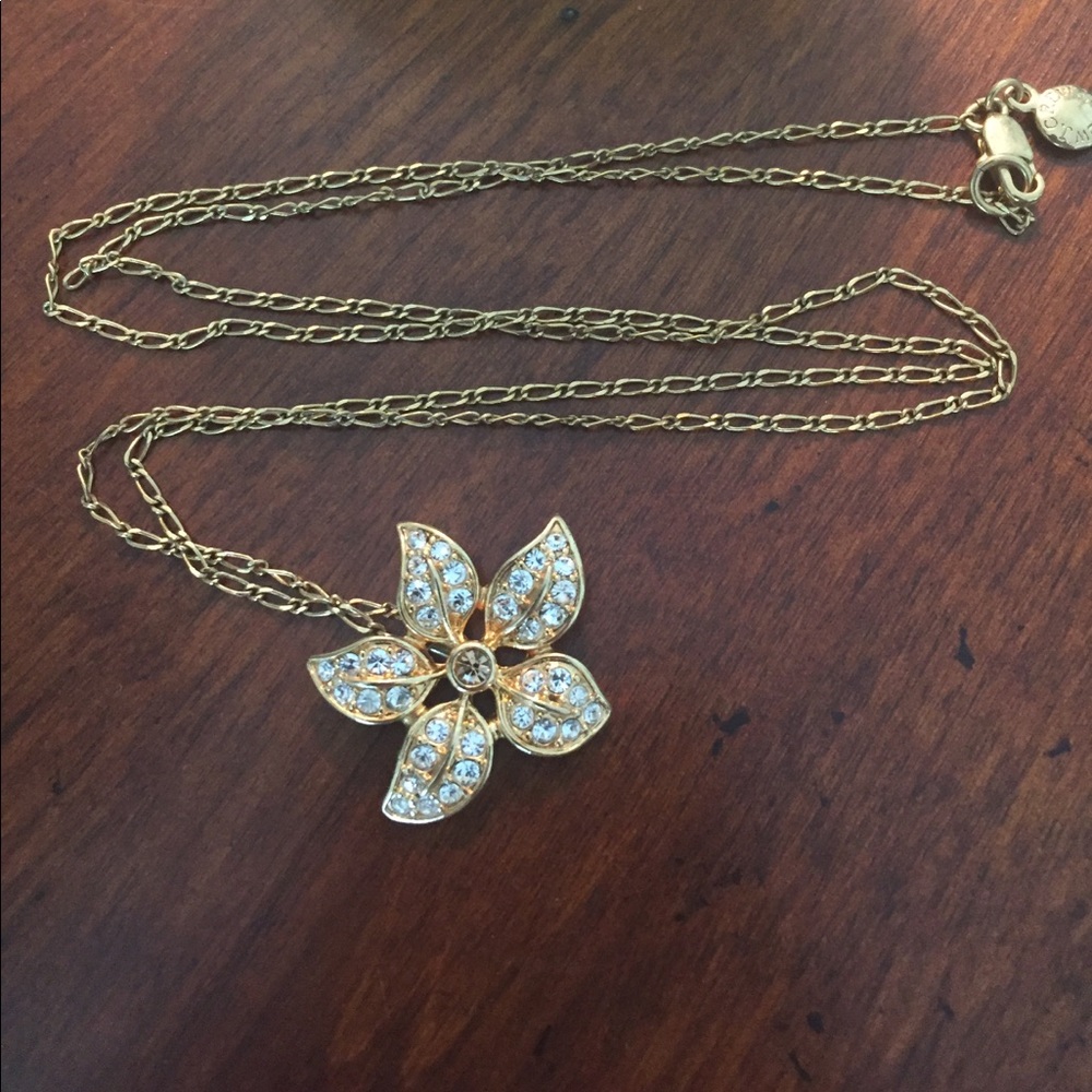 J. Crew gold flower necklace w 25.5 inch chain