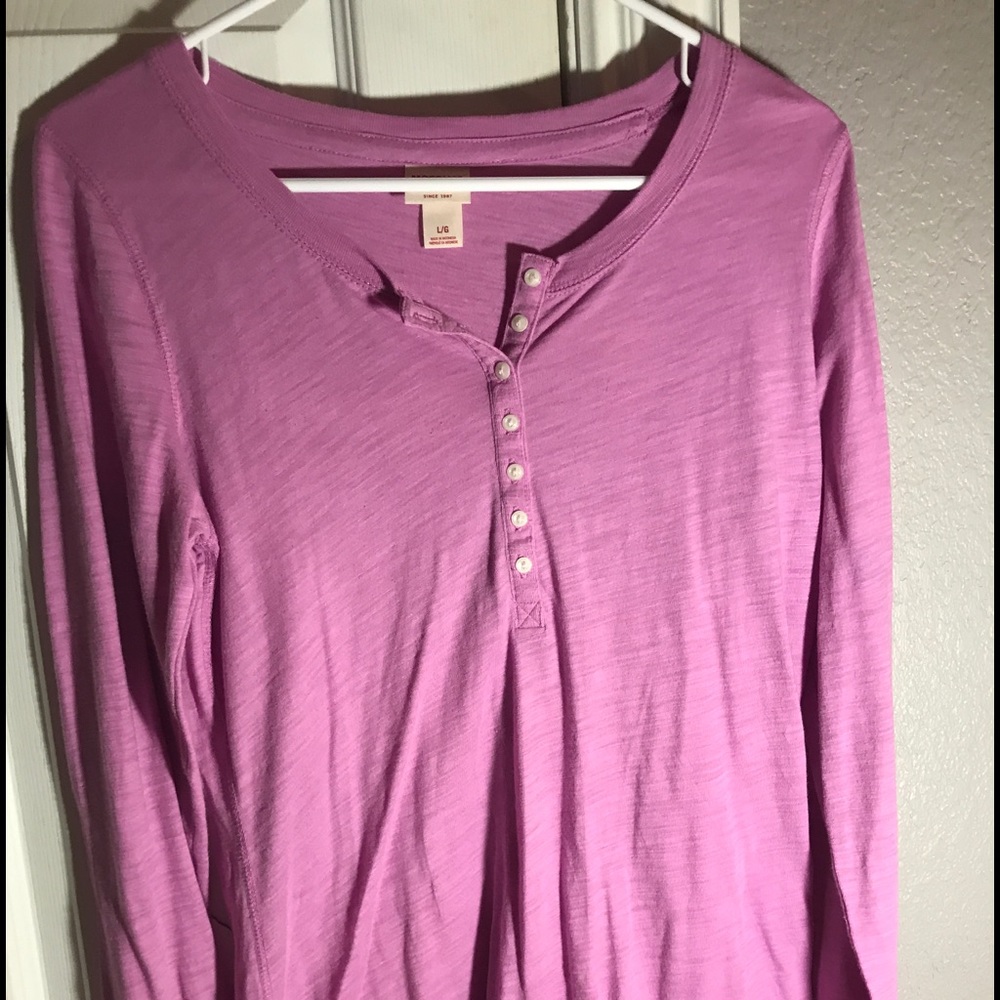 Solid purple long sleeve t shirt.