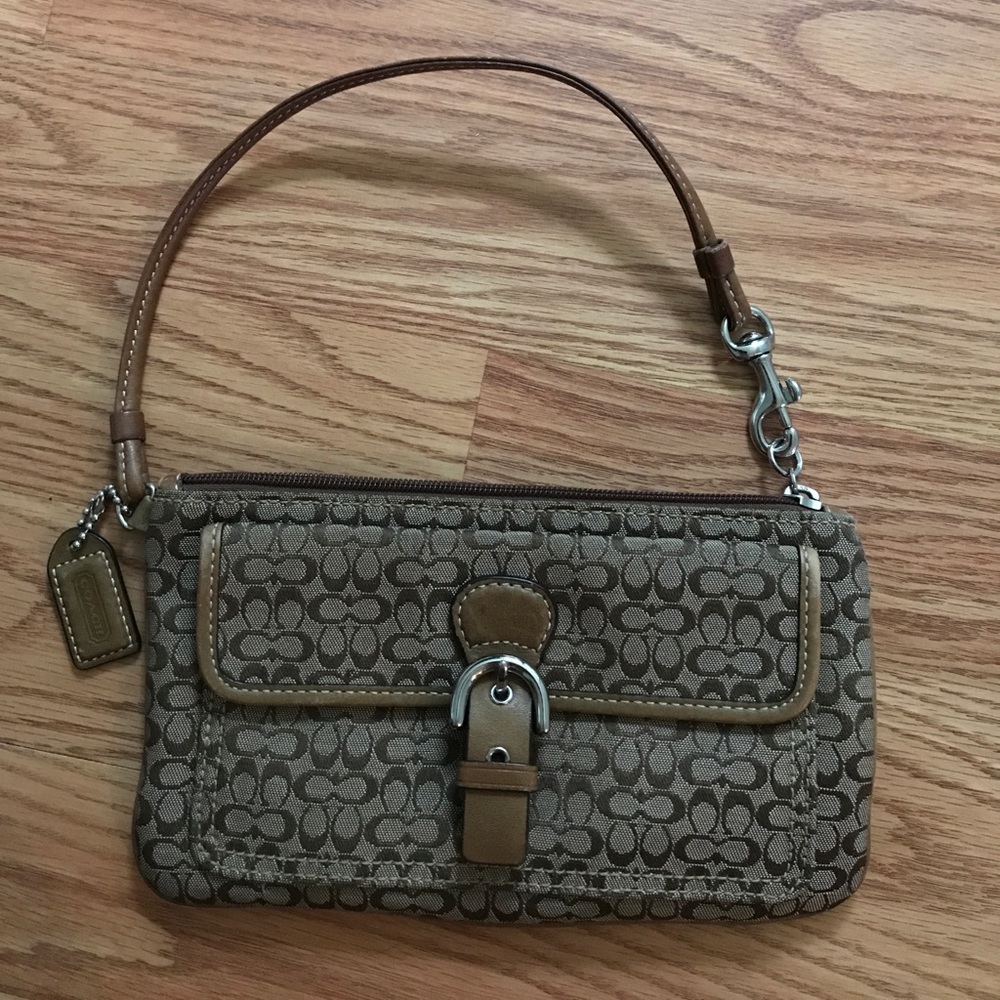 Coach- Small Brown Leather Wristlet. Barely used!