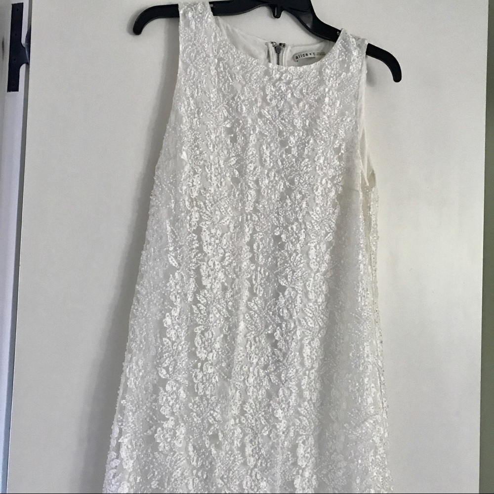 Alice and Olivia white dress with bead detailing