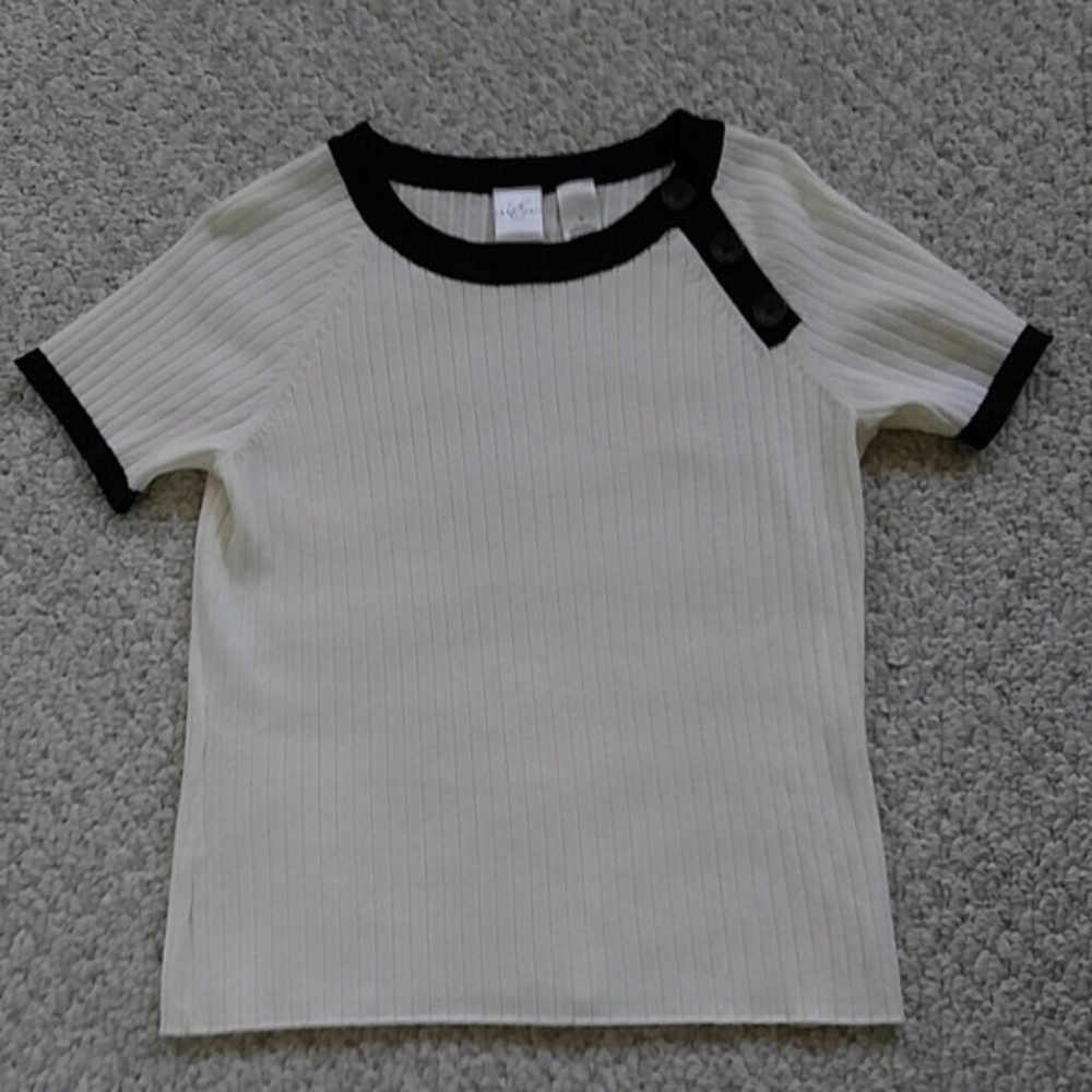 Dressy Cream & Black sweater sleeve top