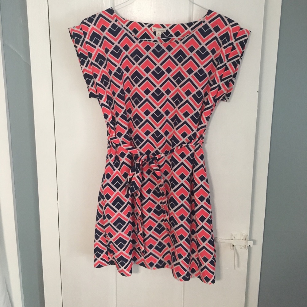 Navy blue and coral dress