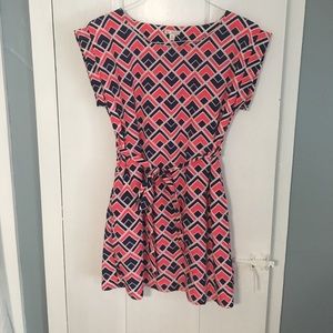 Navy blue and coral dress