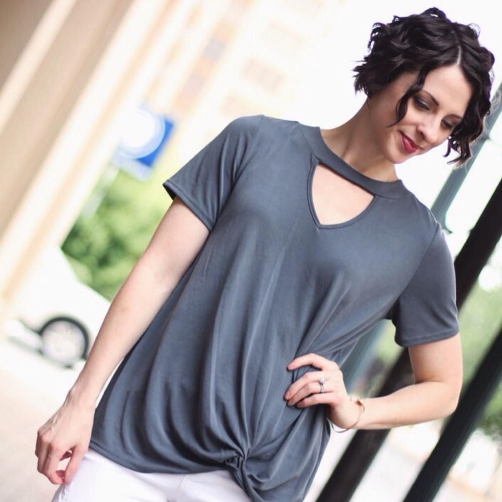 NWT Women's Gray Choker Top - Picture 3 of 7