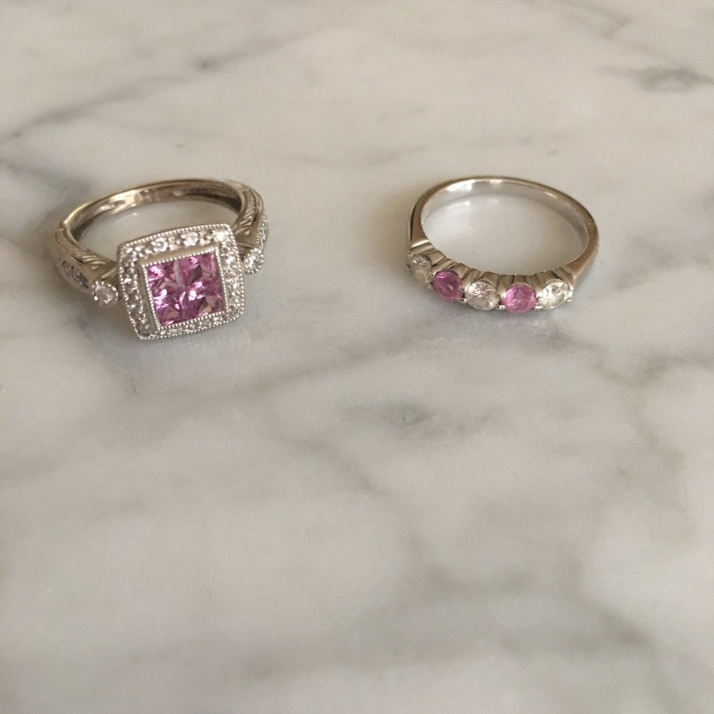 Gorgeous Pink Sapphire & Diamond pair in size 5 WG