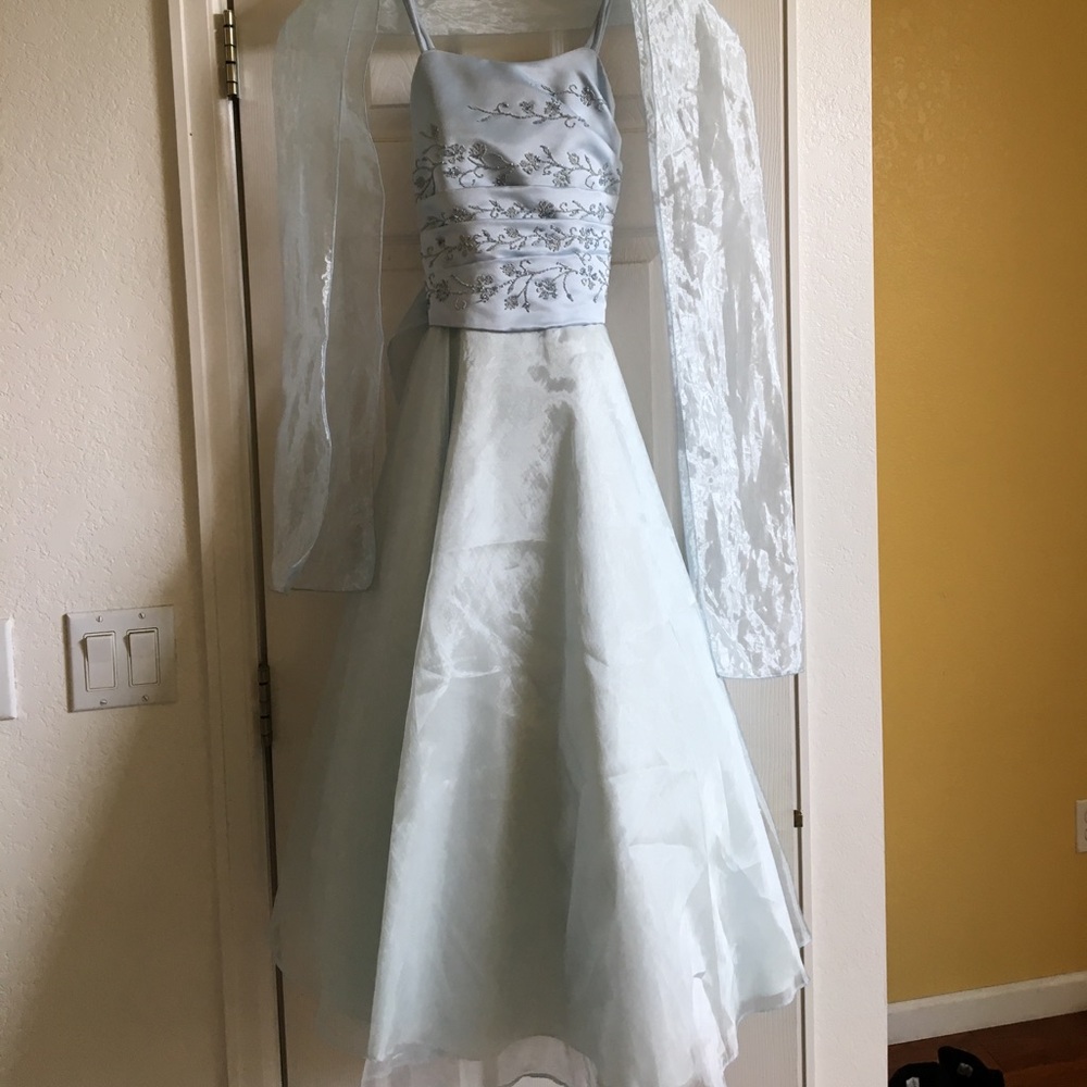 Light blue formal little girls dress
