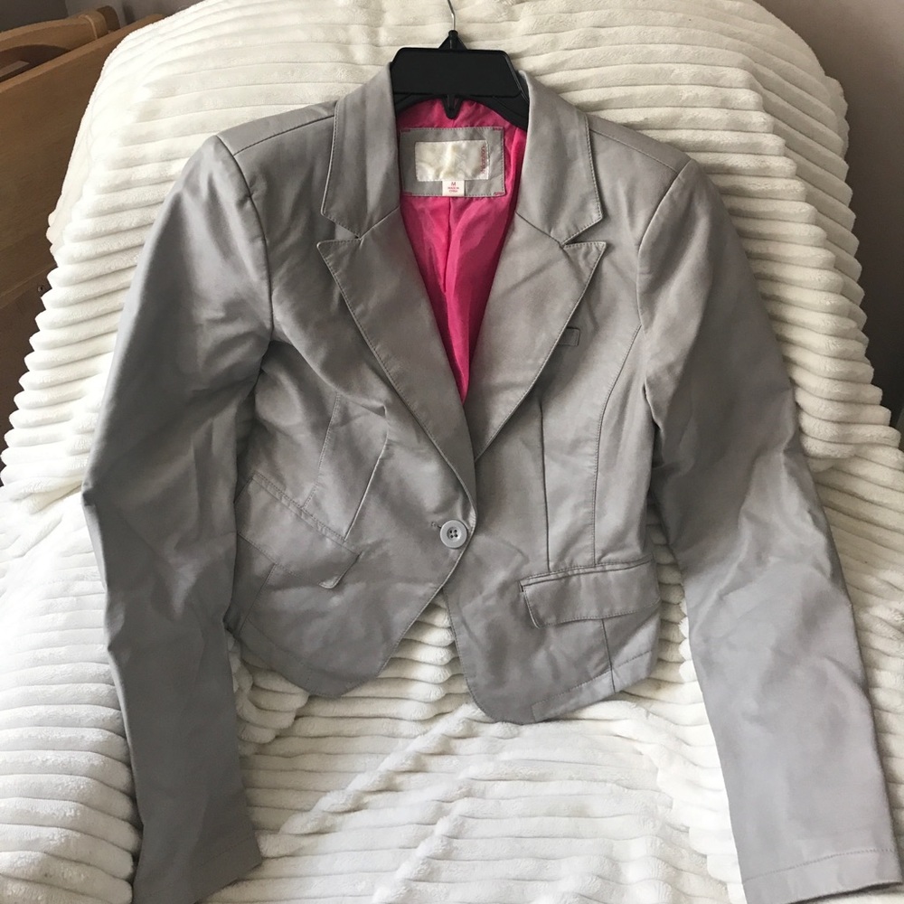 Grey Leather Blazer