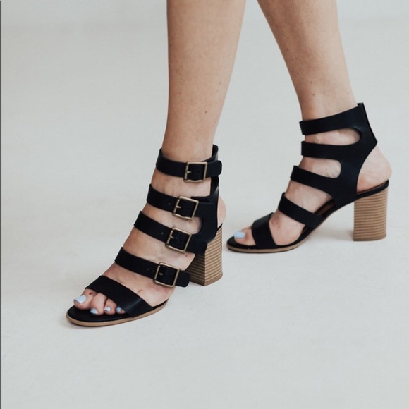 Strappy block heel - Black - Picture 4 of 5