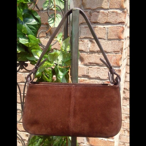 Ann Taylor Chocolate Brown Modernist Rectangular Suede Fall Autumn Handbag Purse