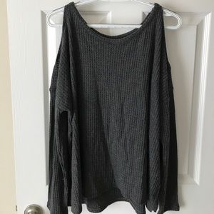 Gray shoulder hole sweater