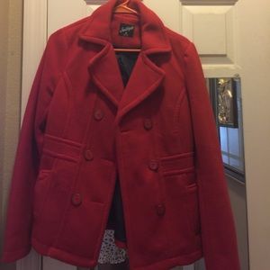 Red pea coat