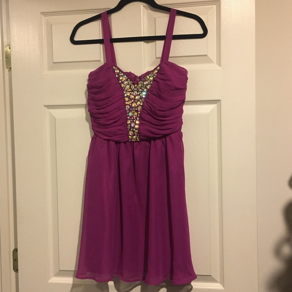 Purple dress with rhinestones