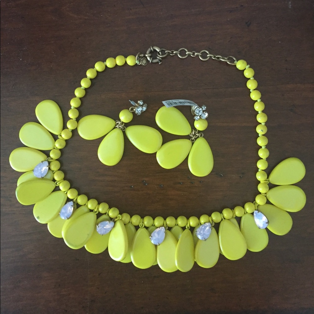 J. Crew neon yellow earring & necklace set