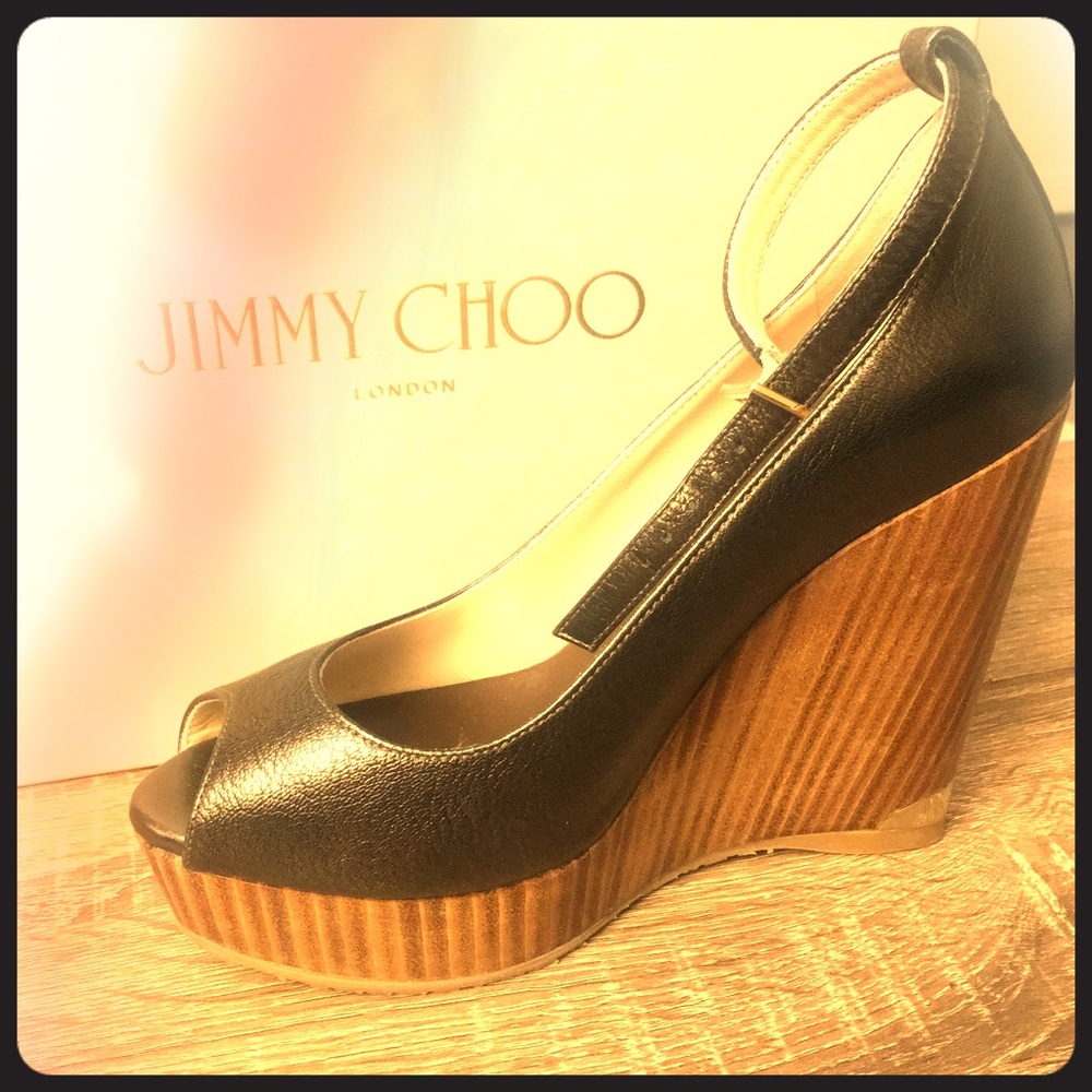 Jimmy Choo Metallic Wedge Sz 5.5 LIKE NEW